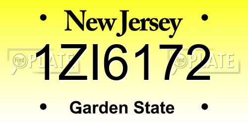 1ZI6172 New Jersey License Plate