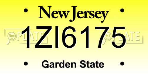 1ZI6175 New Jersey License Plate