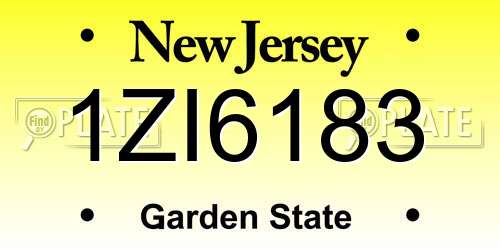 1ZI6183 New Jersey License Plate