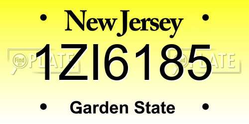1ZI6185 New Jersey License Plate