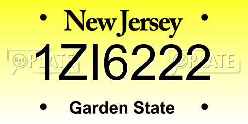 1ZI6222 New Jersey License Plate