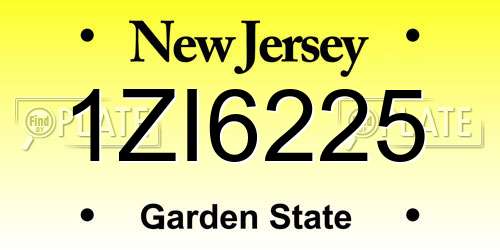1ZI6225 New Jersey License Plate