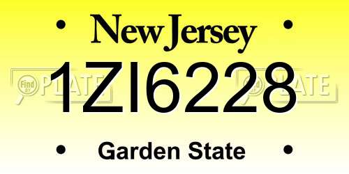 1ZI6228 New Jersey License Plate