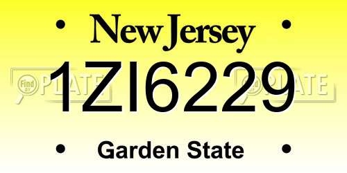 1ZI6229 New Jersey License Plate