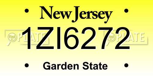 1ZI6272 New Jersey License Plate