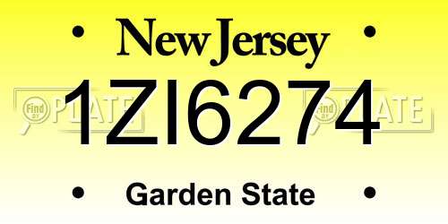 1ZI6274 New Jersey License Plate