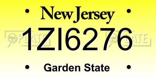 1ZI6276 New Jersey License Plate