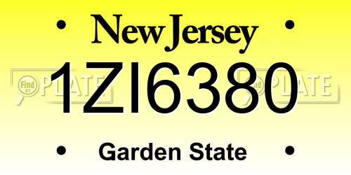 1ZI6380 New Jersey License Plate