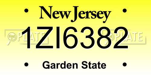 1ZI6382 New Jersey License Plate