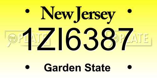 1ZI6387 New Jersey License Plate