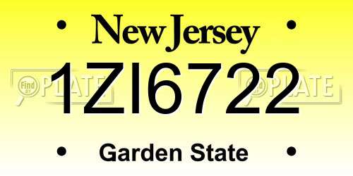 1ZI6722 New Jersey License Plate