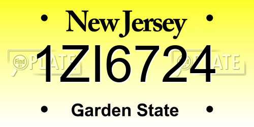 1ZI6724 New Jersey License Plate