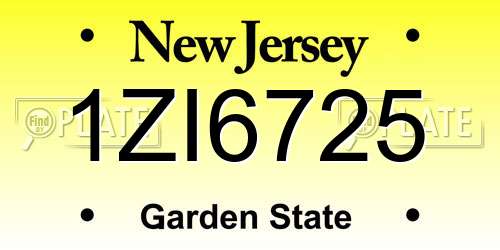 1ZI6725 New Jersey License Plate