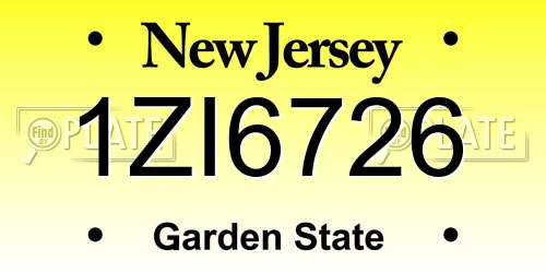 1ZI6726 New Jersey License Plate