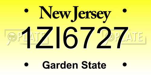 1ZI6727 New Jersey License Plate