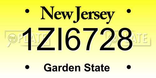 1ZI6728 New Jersey License Plate