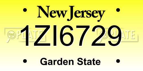 1ZI6729 New Jersey License Plate