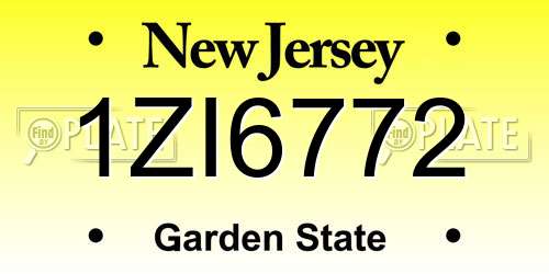 1ZI6772 New Jersey License Plate