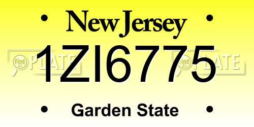 1ZI6775 New Jersey License Plate