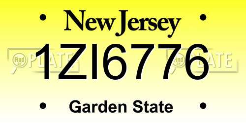 1ZI6776 New Jersey License Plate
