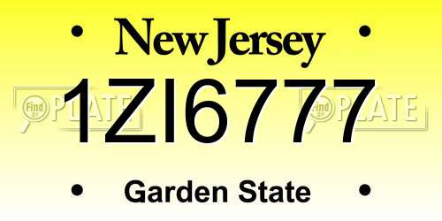 1ZI6777 New Jersey License Plate
