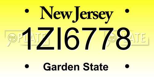 1ZI6778 New Jersey License Plate
