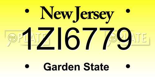 1ZI6779 New Jersey License Plate
