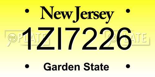 1ZI7226 New Jersey License Plate