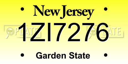1ZI7276 New Jersey License Plate