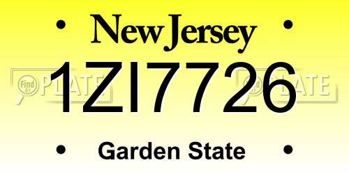 1ZI7726 New Jersey License Plate