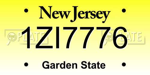 1ZI7776 New Jersey License Plate