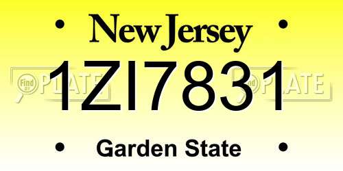1ZI7831 New Jersey License Plate