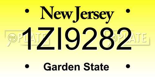 1ZI9282 New Jersey License Plate