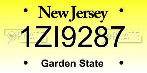 1ZI9287 New Jersey License Plate