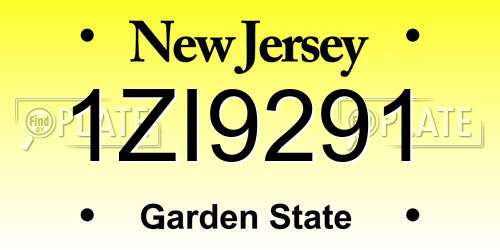 1ZI9291 New Jersey License Plate