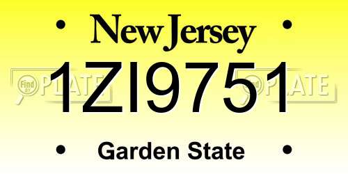 1ZI9751 New Jersey License Plate