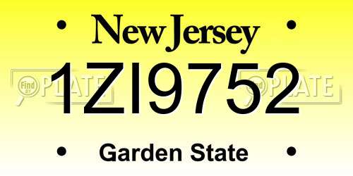 1ZI9752 New Jersey License Plate