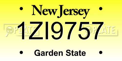 1ZI9757 New Jersey License Plate