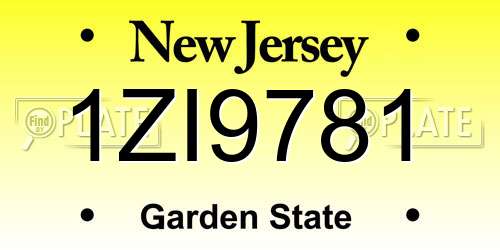 1ZI9781 New Jersey License Plate