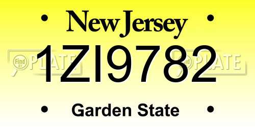 1ZI9782 New Jersey License Plate