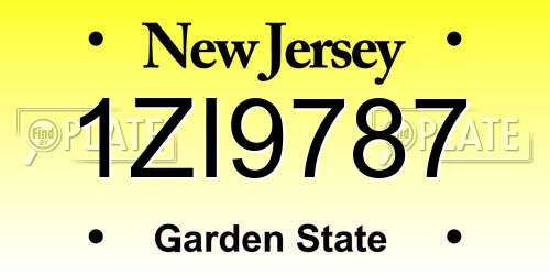 1ZI9787 New Jersey License Plate
