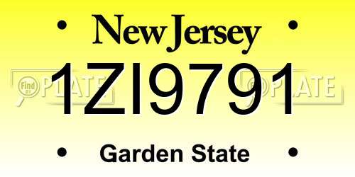 1ZI9791 New Jersey License Plate