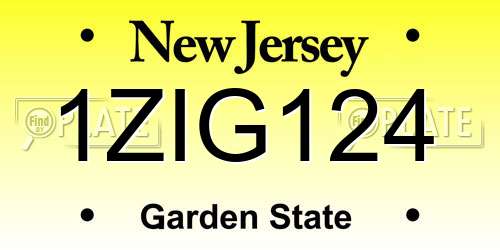 1ZIG124 New Jersey License Plate