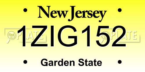 1ZIG152 New Jersey License Plate