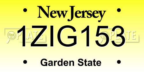 1ZIG153 New Jersey License Plate