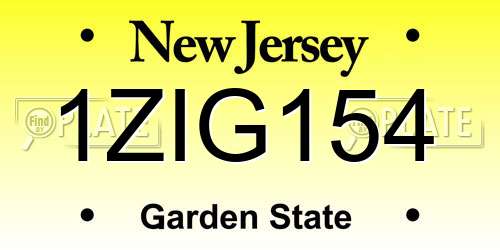 1ZIG154 New Jersey License Plate