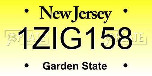 1ZIG158 New Jersey License Plate