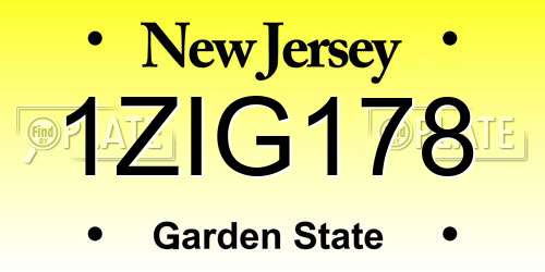 1ZIG178 New Jersey License Plate