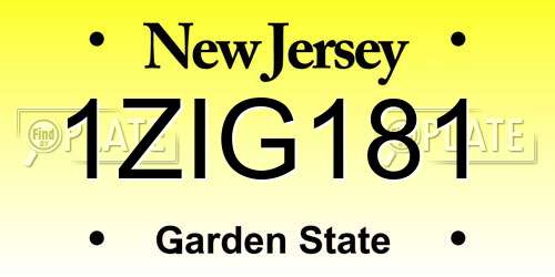 1ZIG181 New Jersey License Plate