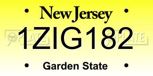 1ZIG182 New Jersey License Plate